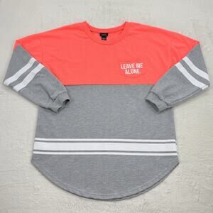 Rue 21 Women's Neon Pink & Gray Colorblock "Leave Me Alone" Tunic Sweater Size L